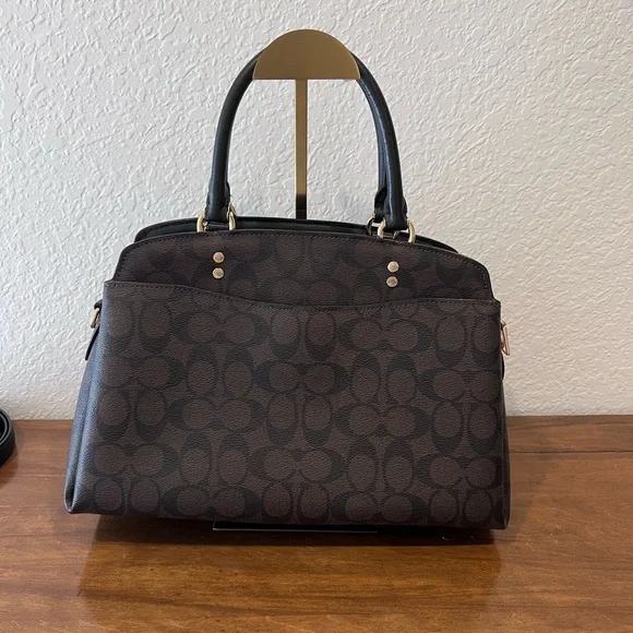 EUC Coach Black and Brown monogram Handbag - Picture 4 of 9